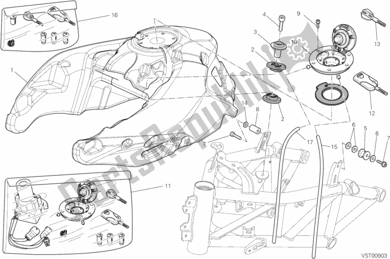 Tutte le parti per il Serbatoio Di Carburante del Ducati Multistrada 1200 S Sport 2011
